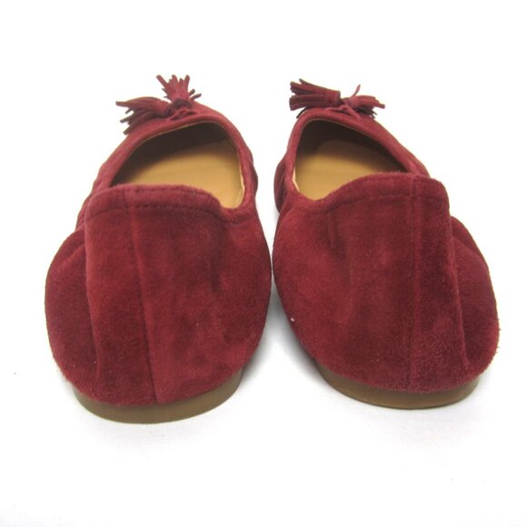 J. Crew Lottie 7.5M Warm Burgundy Maroon Suede Leather Flats Slip Ons - Picture 7 of 11